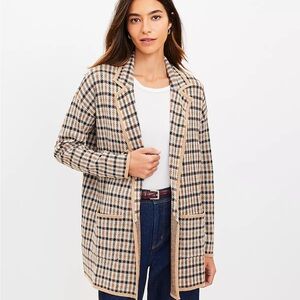 LOFT Plaid Open Front Cardigan